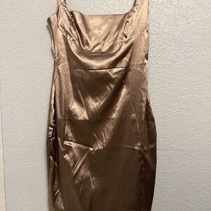 Fashion Nova Shimmering Bronze Mini Dress